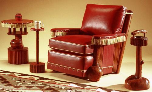 Classic Club Chair with leather panels and fringe